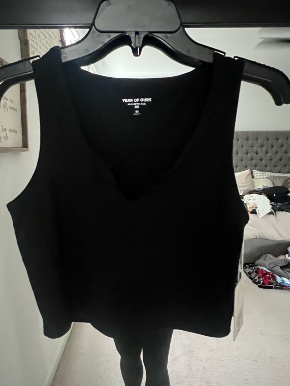 Year of Ours Black V-Neck Cropped Tank